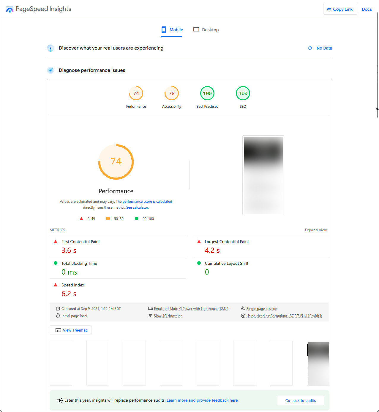 pagespeed scores for another blog site from a few years ago not nearly as good